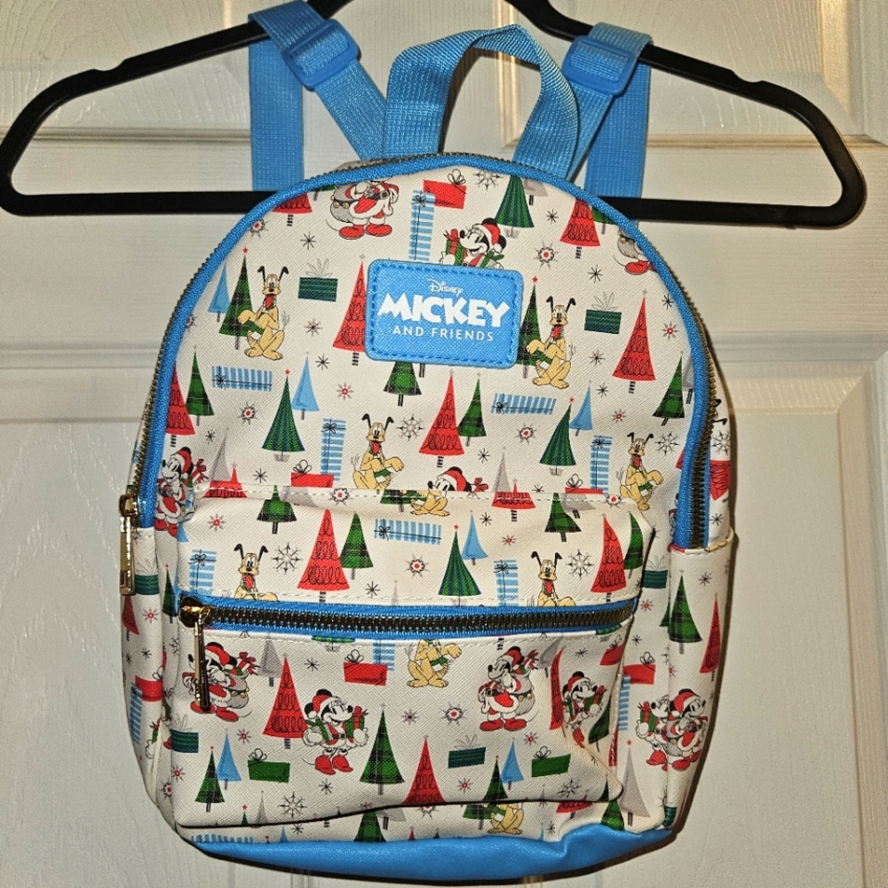 Disney Mickey & Friends Christmas Mini Backpack Book Bag Pluto Goofy